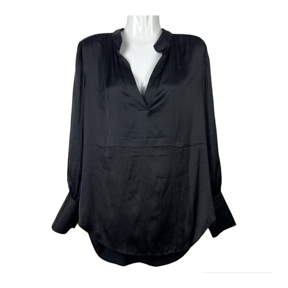 Witchery Modern Cuff Blouse Top Long Sleeve Black Satin Office Work Lux Size S 8 - Picture 5 of 13